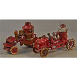 Lot of 2 - Vintage Misc. Fire Engine Pumper Trucks: