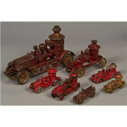 Lot of 7 - Vintage Cast-Iron Misc. Fire Engines