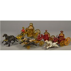 Lot of 3 - Vintage Misc. Cast-Iron Horse-Drawn Fire Pum