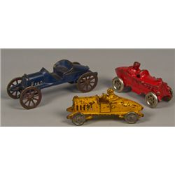 Lot of 3 - Vintage Misc. Cast-Iron Race Cars: