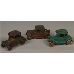Lot of 3 - Vintage Arcade Cast-Iron Coupe Style Cars