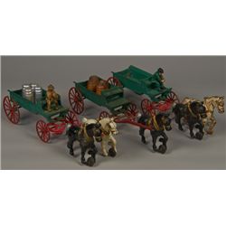 Lot of 3 - Vintage Kenton Cast-Iron Horse-Drawn Wagons: