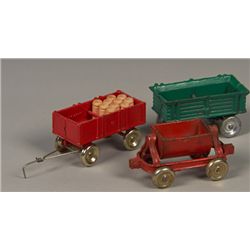 Lot of 3 - Vintage Misc. Cast-Iron Pull Cart/Wagons: