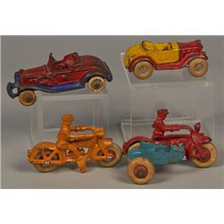 Lot of 4 - Vintage Misc. Cast-Iron w/ White Rubber Tire