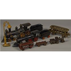 Lot of 8 - Vintage Misc. Cast-Iron Train Cars & 1 - Met