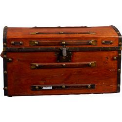 Early Women's Steamer Trunk On Wheels