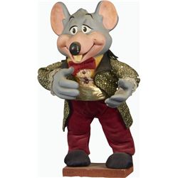 Chuck E. Cheese Painted Mouse Figure On Wood Base