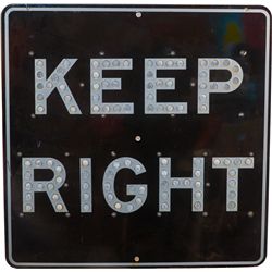 "KEEP RIGHT" Black & White Porcelain w/ Reflective Jewe
