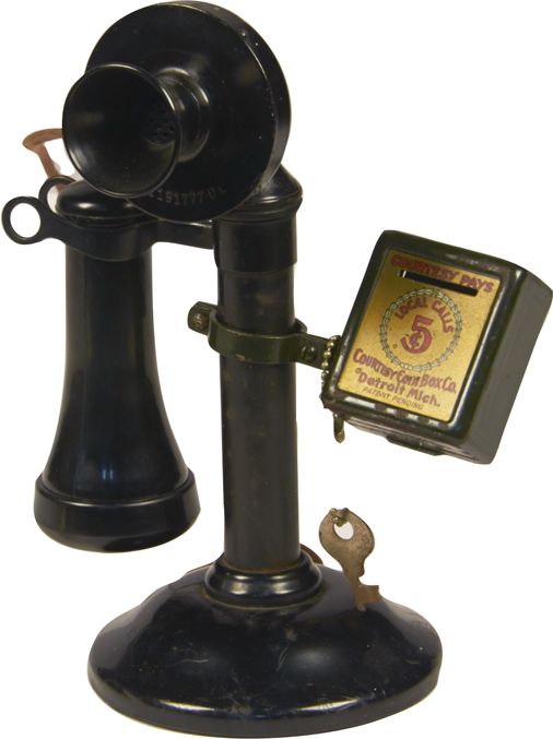 Courtesy Coin Box Tabletop Candlestick Pay Telephone