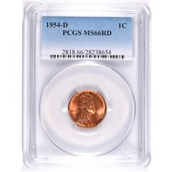 1954-D LINCOLN CENT, PCGS MS-66!  RED