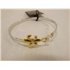 Image 1 : Joshua Lieff Designer Yellow Gold and Rhodium  Plated Bangle Bracelet with Clear Swarovski  Crystals
