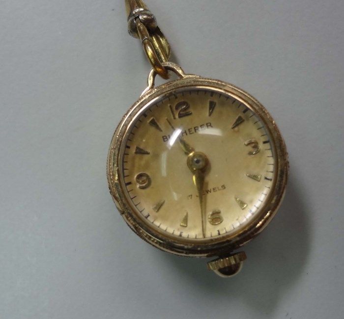 Bucherer Ladies Vintage Watch pendant on chain with flowers Swiss