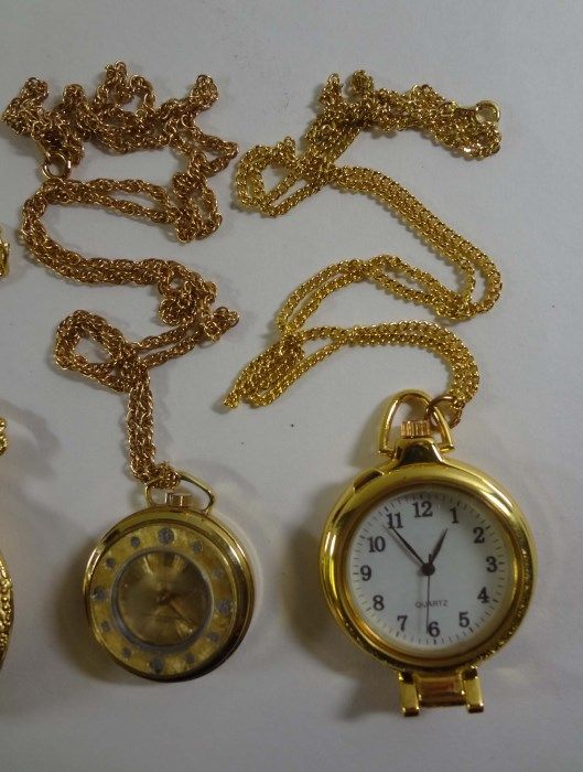 4 Modern Pocket Watches on Chains All Run Need Batteries