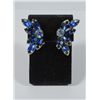 Image 1 : Vintage Blue  Rhinestone Clip Back Earrings - beautiful!!