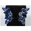 Image 2 : Vintage Blue  Rhinestone Clip Back Earrings - beautiful!!