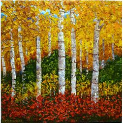 Wanda Kippenbrock, Falls Gold, Oil on Canvas