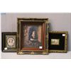 Image 1 : Three vintage framed prints including shadowbox of a young girl in window, Baxter style print and a 