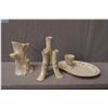 Image 1 : A selection of Irish Belleek including black mark four branch vase, a green mark tree trunk vase and