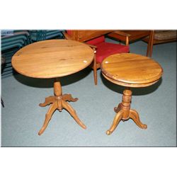 A pair of vintage drum style end table with single doors