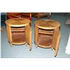 Image 2 : A pair of vintage drum style end table with single doors