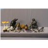 Image 1 : A selection of Jane Luger "The Woodland Animals" pewter miniatures, two carved wooden ducks, soapsto