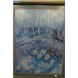 A framed hand signed Limited Edition print of a  forest scene by artist Lena Liu