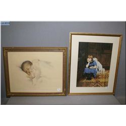 Two framed prints including Besse Gutman's  A little bit of Heaven  and a girl with her puppy