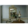 Image 1 : A selection of collectible including lovestory style table lamp, figural clock, ornate dresser  mirr