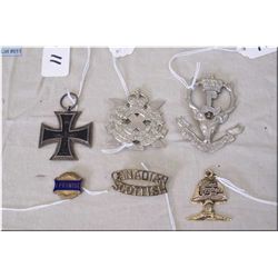 World War One Iron Cross Dated 1914 - 2 Beret Service Pins [ Canadian Scottish & German ? - Brass Pi