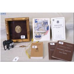 Boer War Era Carved Ebony Elephant - Small antique framed Carving -