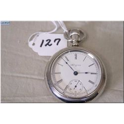 Elgin 18 Size Open Faced Pocket Watch, stem set, silveroid case Made in 1900, excellent condition & 