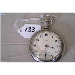Elgin 18 Size Open Faced Pocket Watch, Made in 1924, stem set, 15 Jewels , nickel silver case, excel