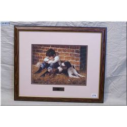 Let's Play Ball Proff Fr Print by Jim Daly [ young boy & dog ]