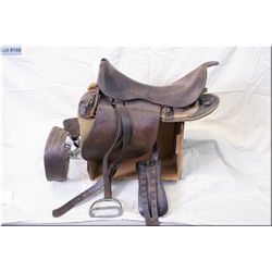 WW I Canadian Military Saddle Broad Arrow Marked Ca 1912 [ As used by NWMP, solid nickel stirrups ]