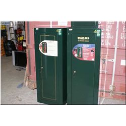 Stac On large green metal gun safe w/keys, 55  x 21 x 16