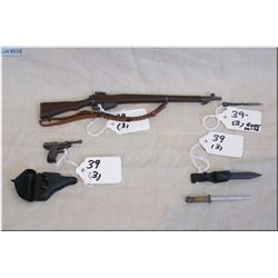 Lot :Three Miniature Plastic Replica WWII Items :  Lee Enfield No 4 Mk I bolt act Rifle  7 1/2" w/de