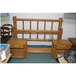 Large Rustic Pine Style Four Poster Bed, w/rails, & access - Pair of Matching Rustic Pine Style End 