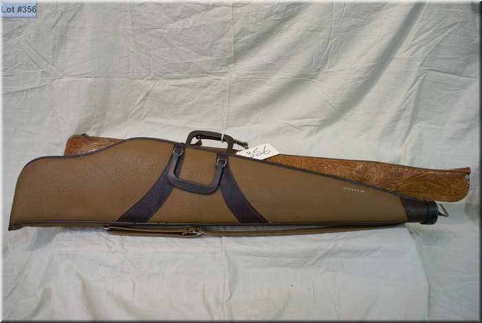 Bundle : Two Gun Cases [ fleece lined brown scoped & leather hand tooled
