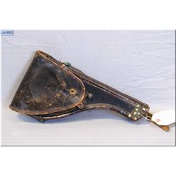 Unknown Leather Shoulder Stock /Holster w/leather pouch on side, round pin tightened by leather stra