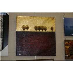 Burgundy and  gold Olive tree motif picture