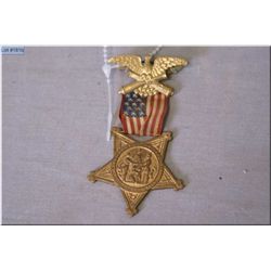 Eagle Pin w American Flag Ribbon & star shaped Medal , stating Grand Army of the Republic 1861 Veter