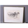 Image 1 : Olgo Tomlinson Artist Signed  Framed Print, " The Old Order - Unharnessing the Team", black & white