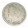 Image 1 : 1906 LIBERTY "V" NICKEL RED BOOK VALUE IS $4.00+ *NICE EARLY VERY GOOD GRADE*!!
