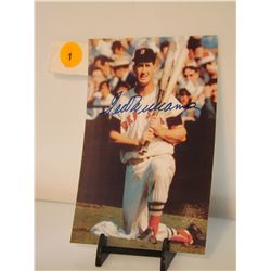 Ted Williams Autographed Photo.  4x6 Color Photo - appraised or estimated retail value $500.  COA by