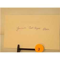 James "Cool Papa" Bell Die Cut Autograph - appraised or estimated retail value $200.  COA by Christo