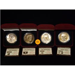 Lot of 4 Bronze Collectible Coins in Velvet Cases: Dan Marino Cased Coin, Cal Ripkin Jr. Cased Coin,