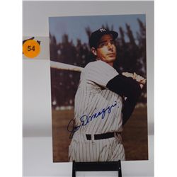 Joe Dimaggio Autographed Photo.  4x6 Color Photo.  Appraised or estimated retail value $500.  COA by