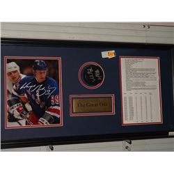 Wayne Gretzky and Mario Lemieux Autographed Shadow Box Display.  Puck Autographed by Gretzky and Lem