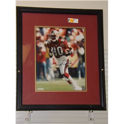 Jerry Rice Autographed Photo.  8x10 Framed Photo.  Appraised or estimated retail value $600.  COA by