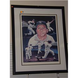 Mickey Mantle Autographed Poster.  25x31 Framed Poster also signed by artist.  Appraised or estimate
